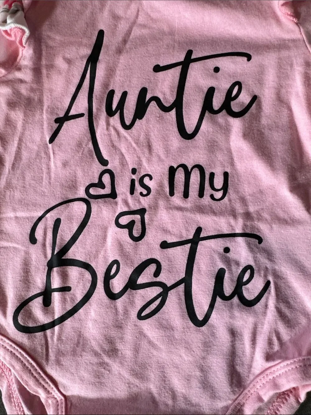 PatPat Pink Floral 'Auntie is My Bestie' Baby 3-Piece Outfit 0-3 months NEW